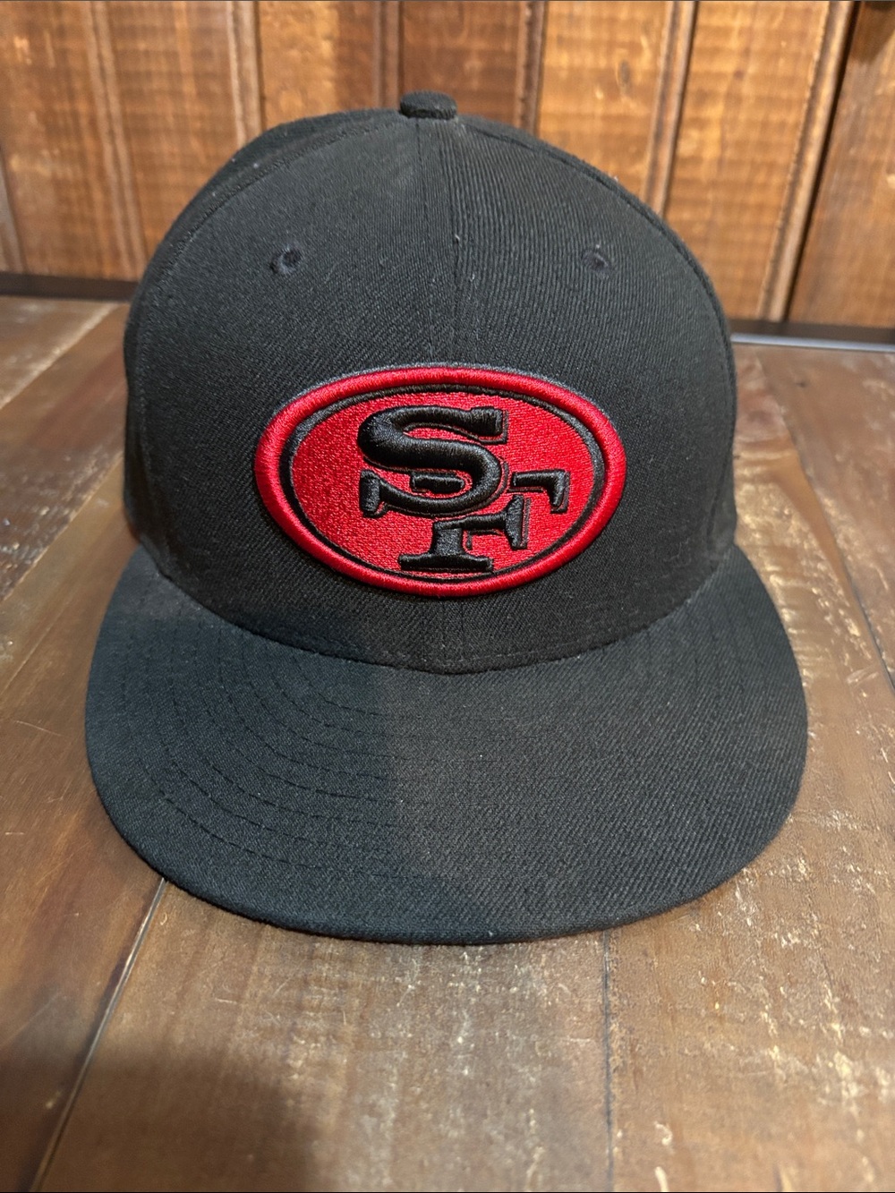 New Era Black Hat with Red San Francisco 49s red Patch